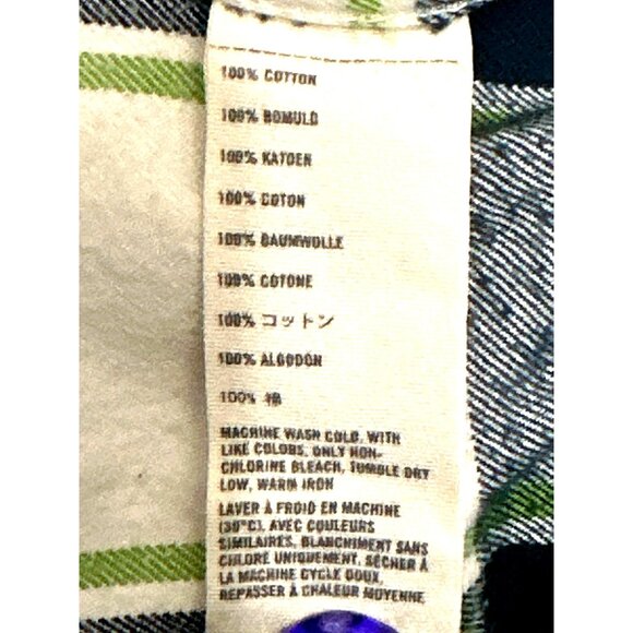 Abercrombie Fitch Large Muscle Button Up Plaid Shirt Green Navy White Cotton Men - Picture 9 of 10